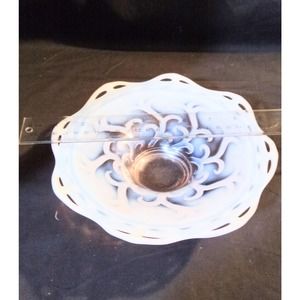 White Opalescent braided lace edge bowl